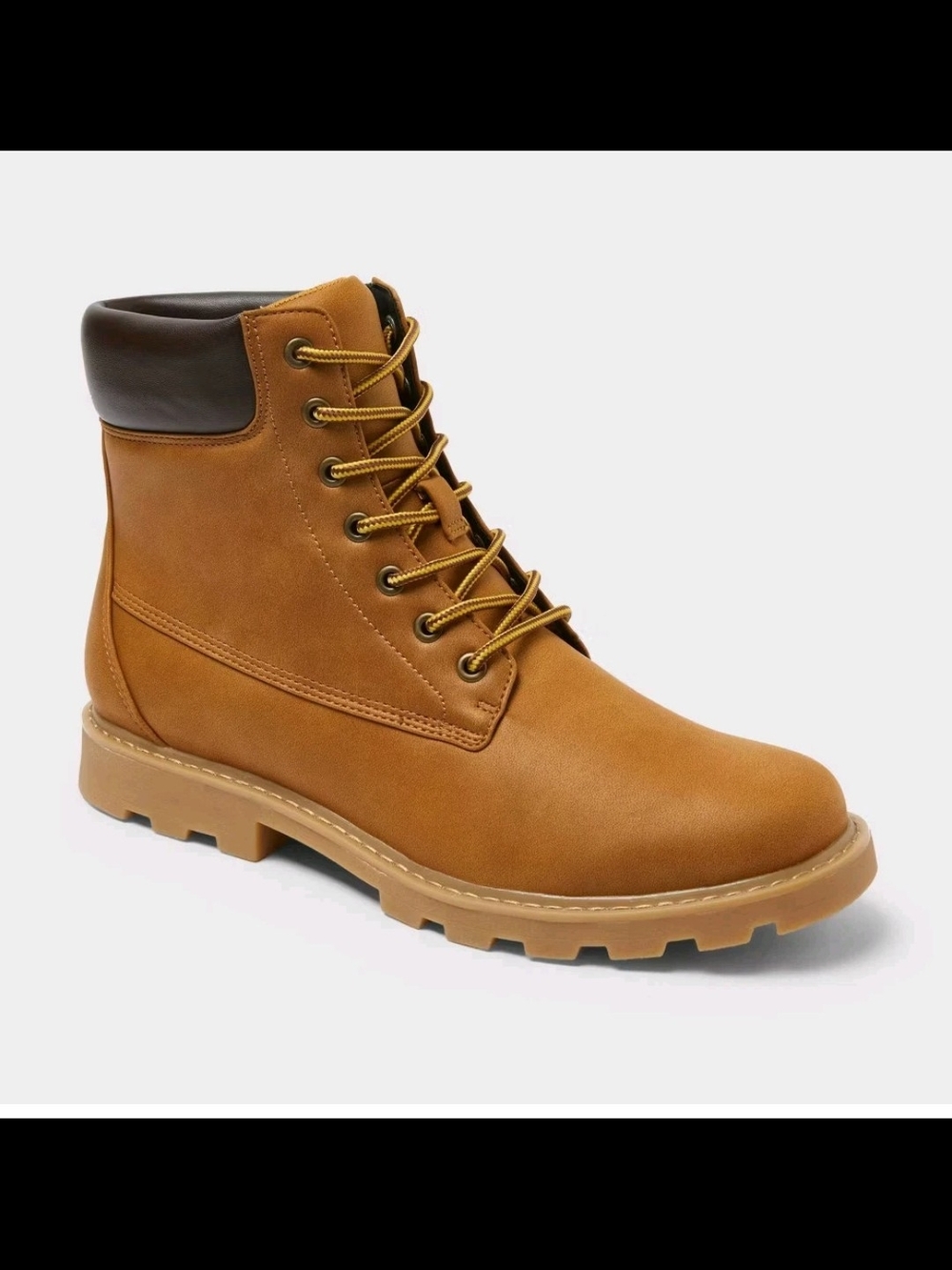 Goodfellow & Co Tan Lace-Up Work Boot with Dark Collar Men Tahoe Lug Sole Boots